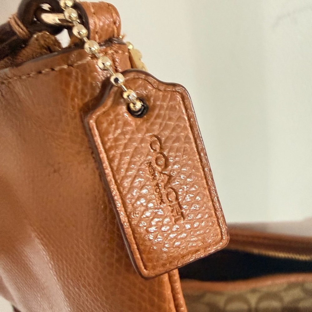 Coach Signature Brown and Tan Crossbody Bag and Wristlet and Card Holder - Picture 11 of 16